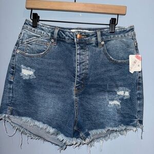 We The Free Blue Jean Shorts Distressed Frayed Hem, NWT